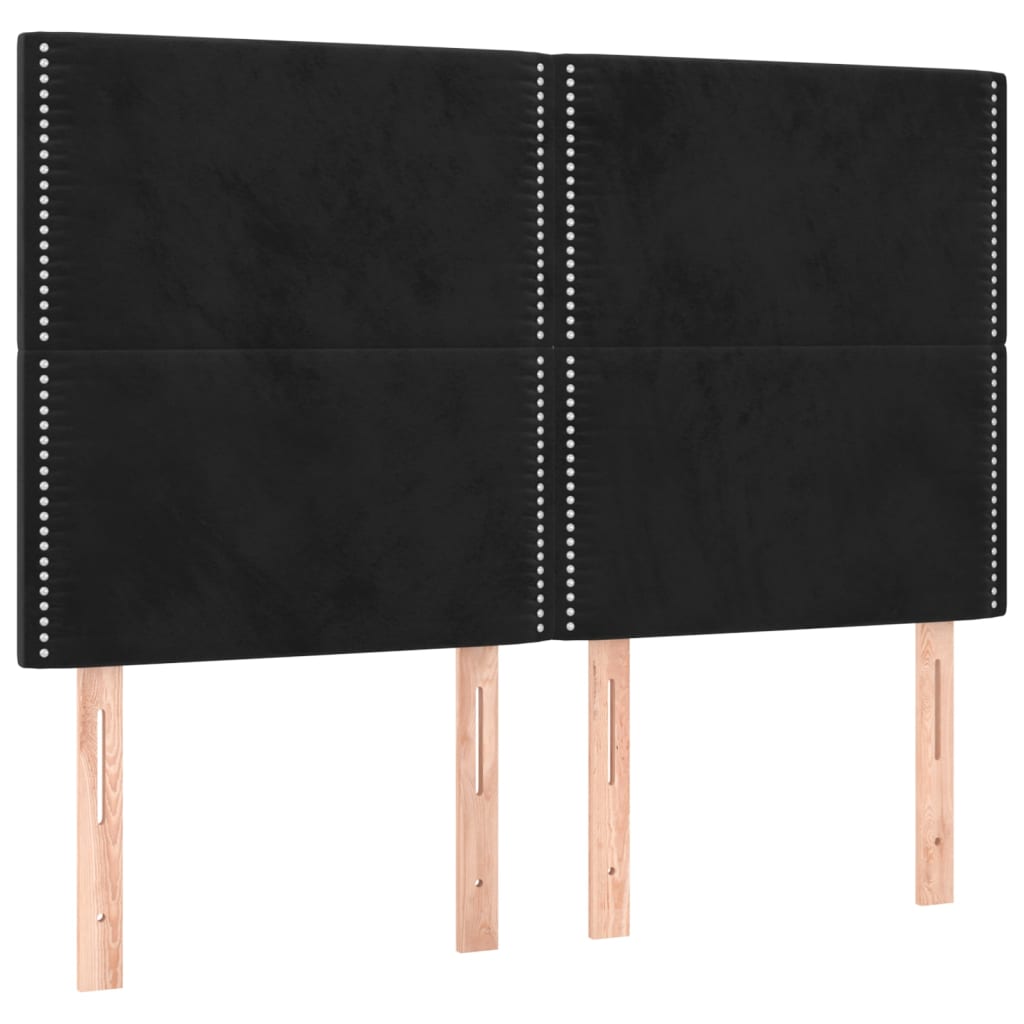 kontinentalseng med LED-lys 140x200 cm fløjl sort