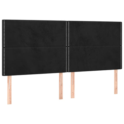 kontinentalseng med LED-lys 160x200 cm fløjl sort