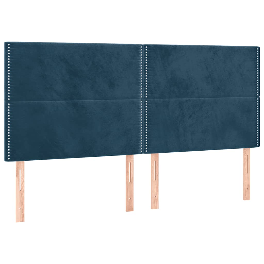 kontinentalseng med LED-lys 160x200 cm fløjl mørkeblå
