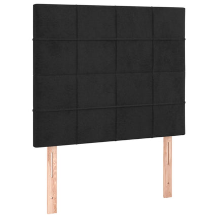kontinentalseng med LED-lys 90x190 cm fløjl sort