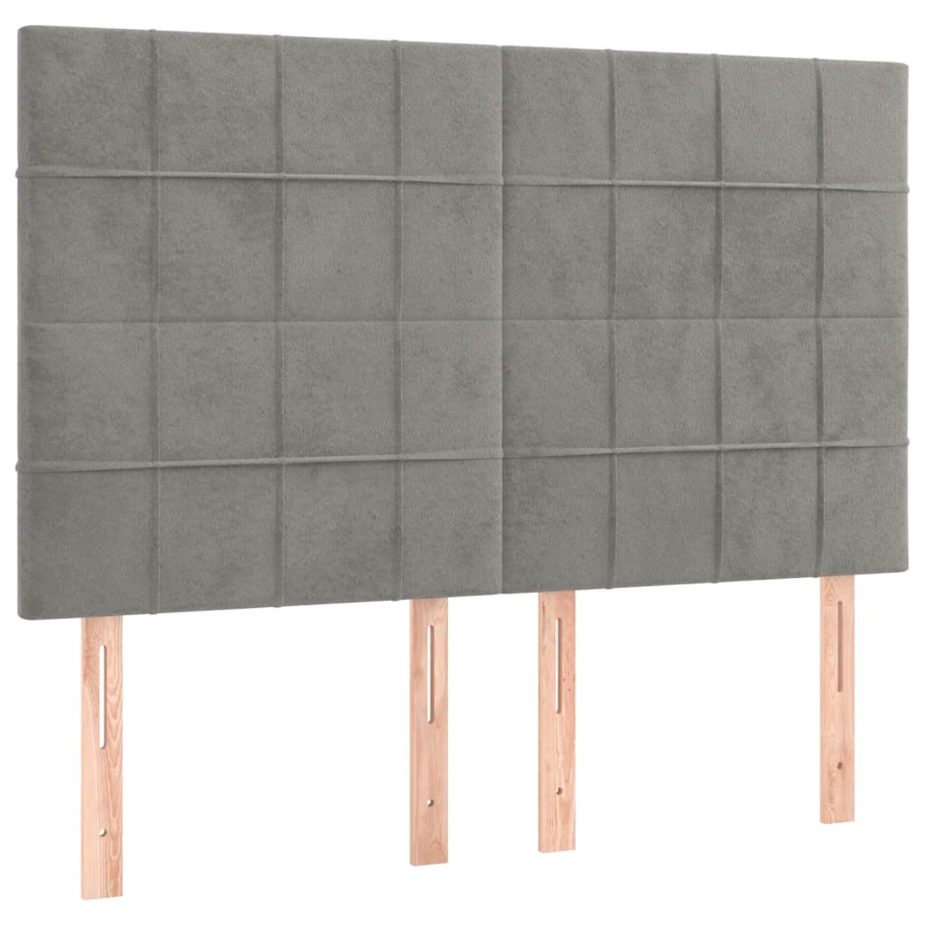 kontinentalseng med LED-lys 140x190 cm velour lysegrå