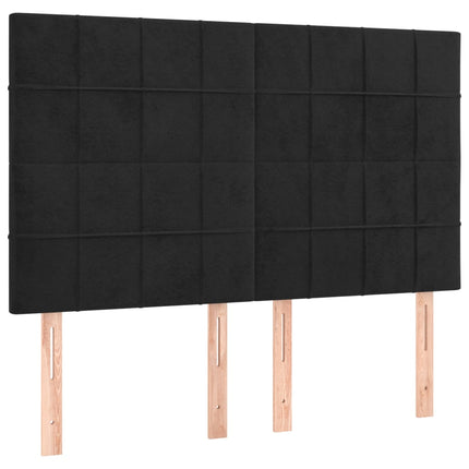 kontinentalseng med LED-lys 140x190 cm fløjl sort