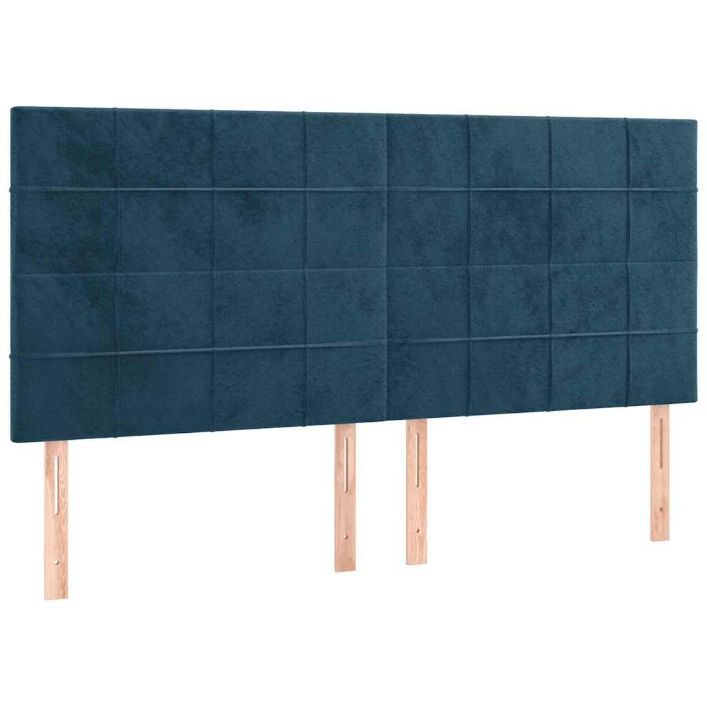 kontinentalseng med LED-lys 160x200 cm fløjl mørkeblå