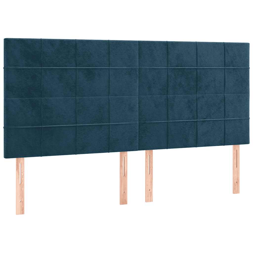 kontinentalseng med LED-lys 180x200 cm fløjl mørkeblå