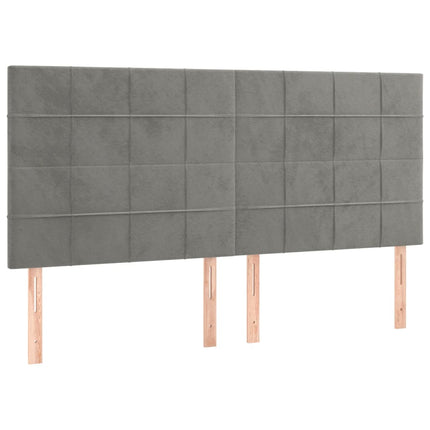 kontinentalseng med LED-lys 200x200 cm fløjl lysegrå