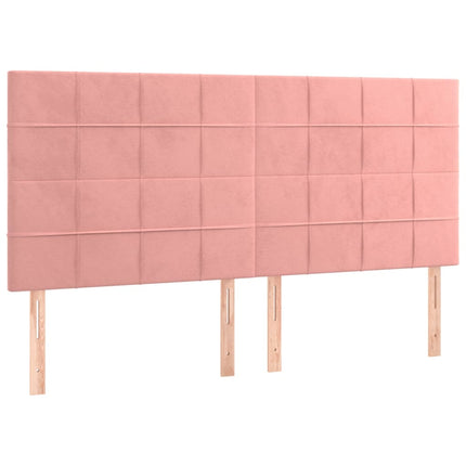 kontinentalseng med LED-lys 200x200 cm fløjl lyserød
