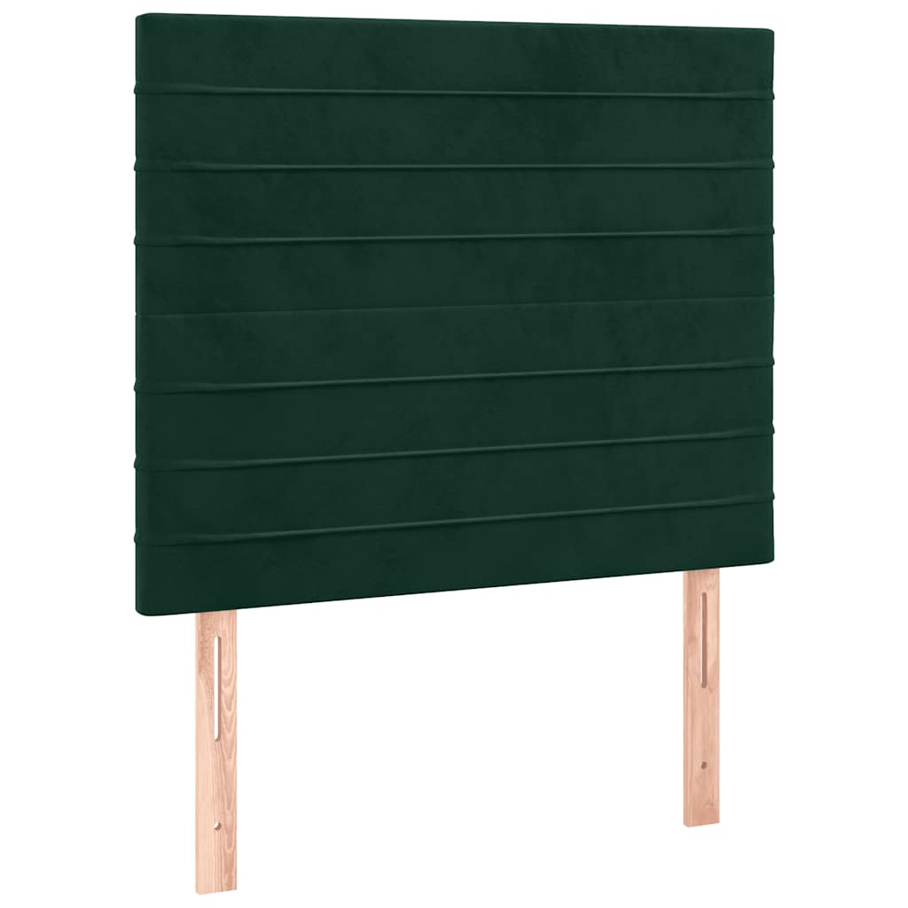 kontinentalseng med LED-lys 120x200 cm fløjl mørkegrøn
