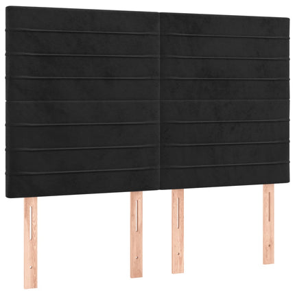 kontinentalseng med LED-lys 140x200 cm fløjl sort