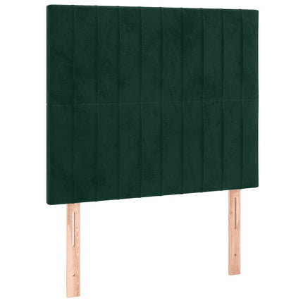 kontinentalseng med LED-lys 80x200 cm velour mørkegrøn