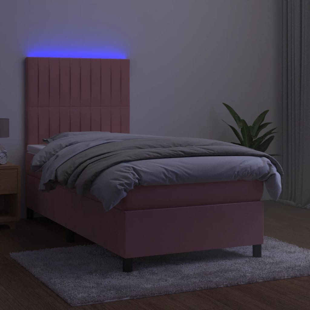 kontinentalseng med LED-lys 80x200 cm velour pink
