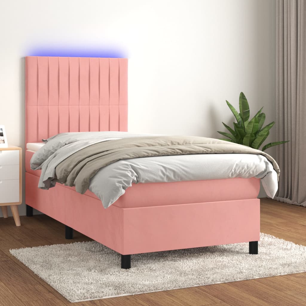 kontinentalseng med LED-lys 80x200 cm velour pink