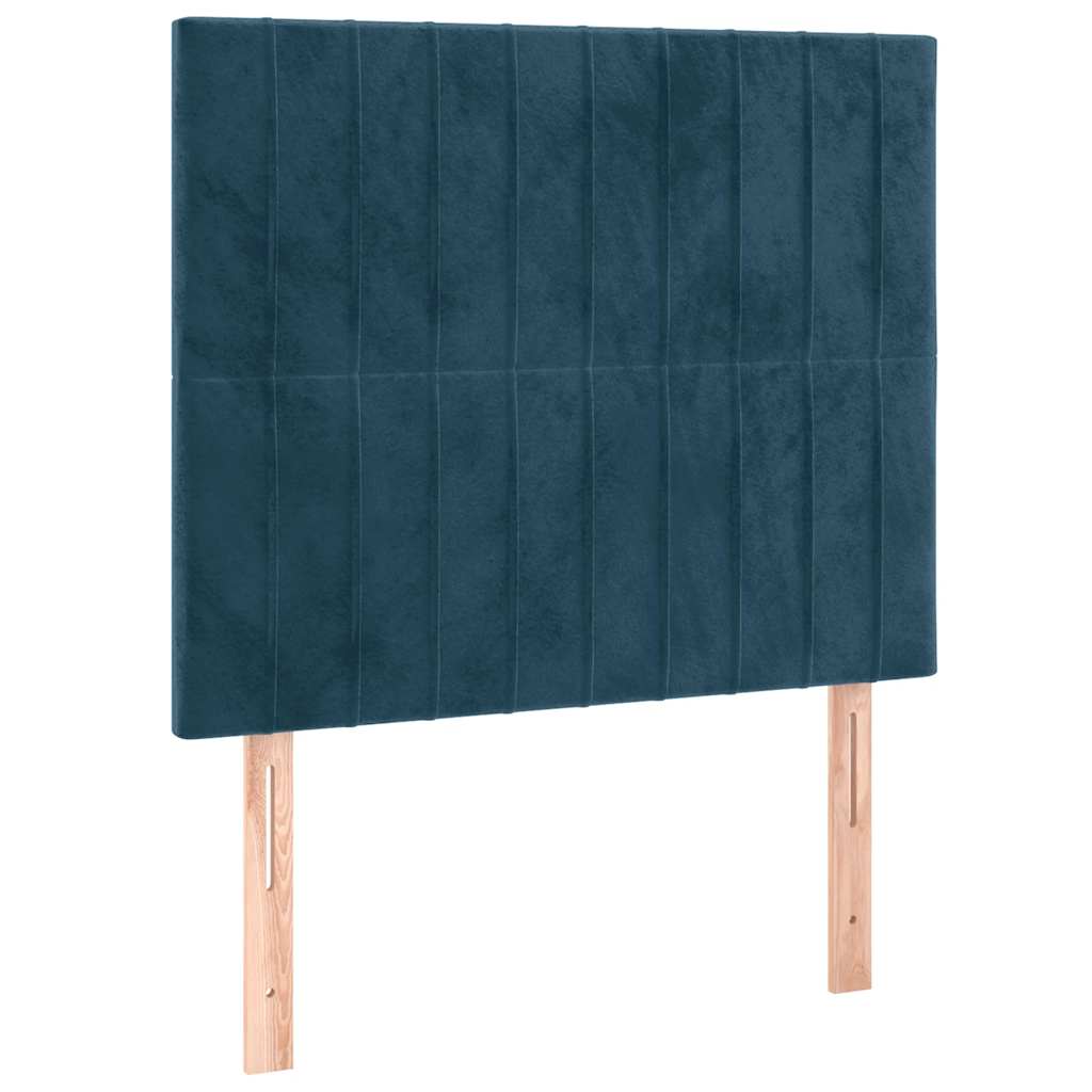 kontinentalseng med LED-lys 90x200 cm fløjl mørkeblå