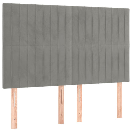 kontinentalseng med LED-lys 140x190 cm velour lysegrå
