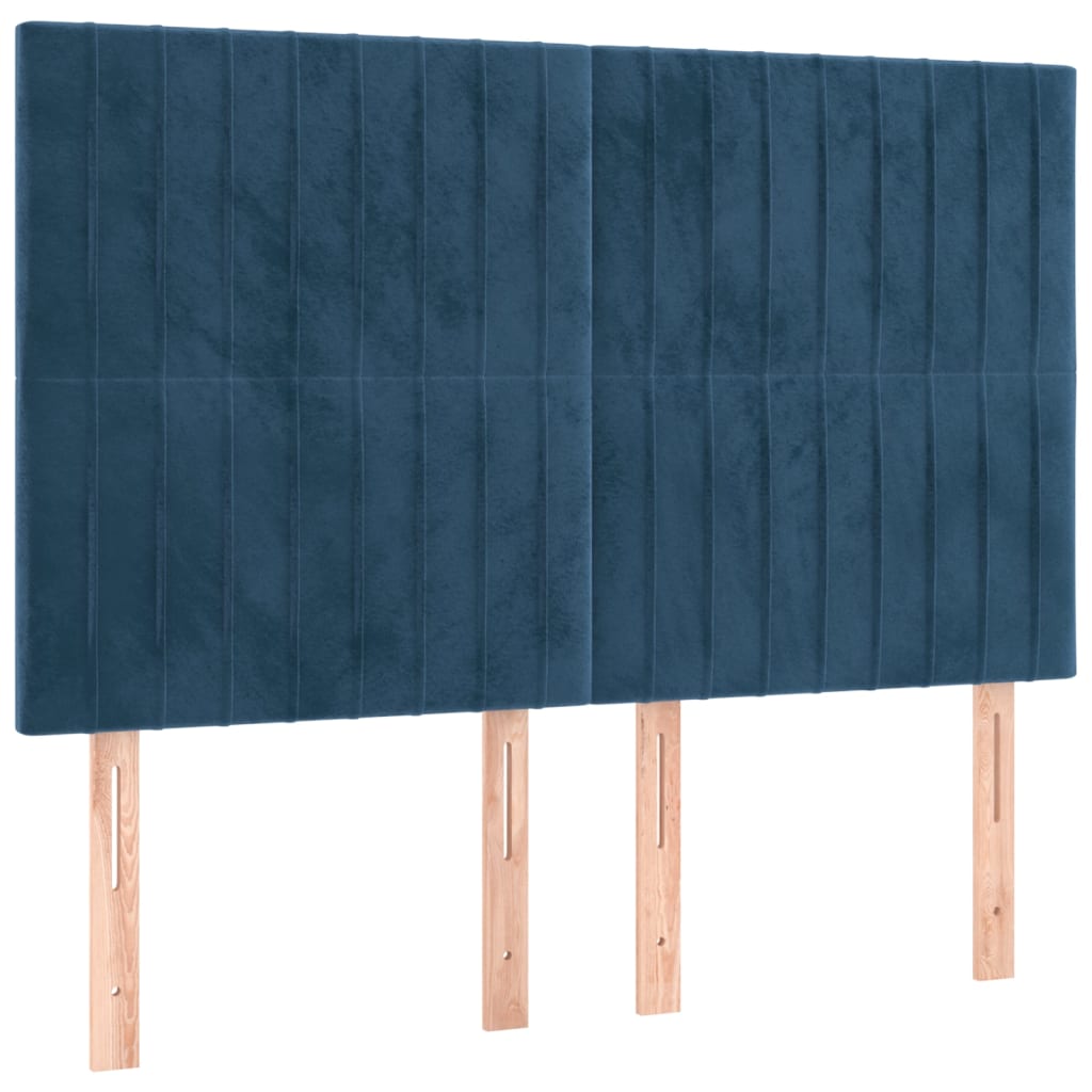 kontinentalseng med LED-lys 140x190 cm fløjl mørkeblå