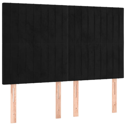 kontinentalseng med LED-lys 140x200 cm fløjl sort
