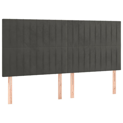 kontinentalseng med LED-lys 160x200 cm fløjl mørkegrå