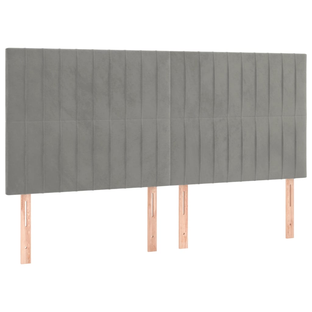 kontinentalseng med LED-lys 180x200 cm fløjl lysegrå