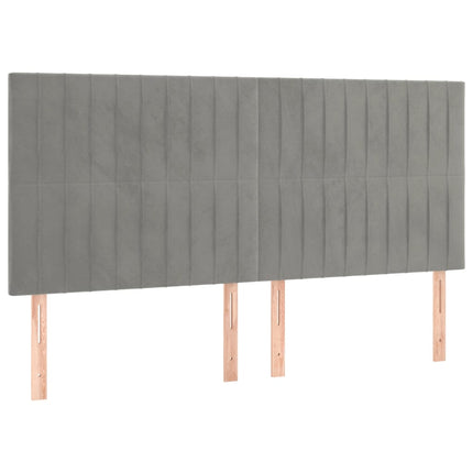 kontinentalseng med LED-lys 180x200 cm fløjl lysegrå