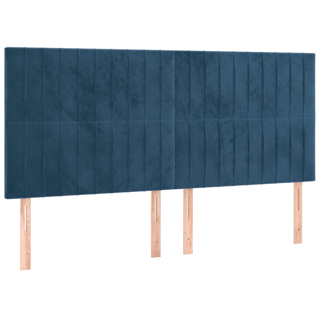 kontinentalseng med LED-lys 200x200 cm fløjl mørkeblå