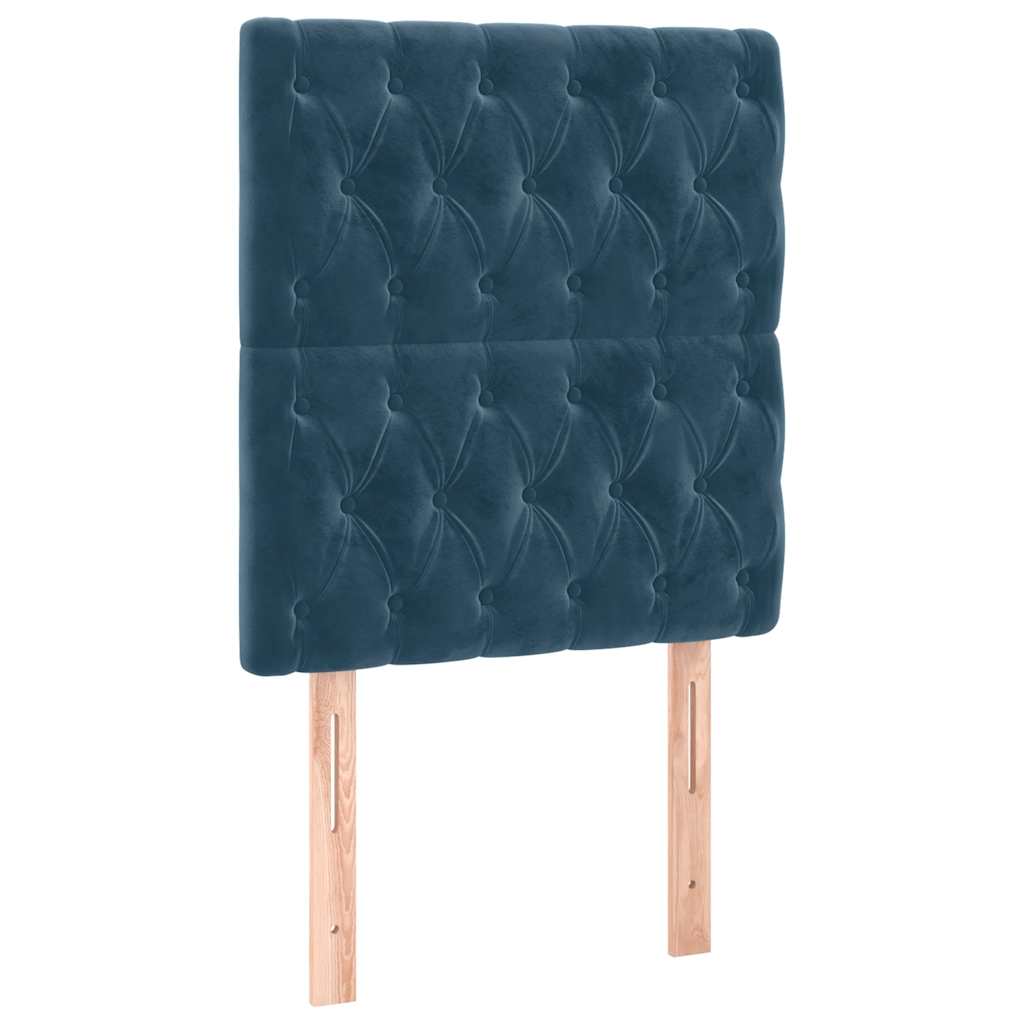kontinentalseng med LED-lys 80x200 cm velour mørkeblå