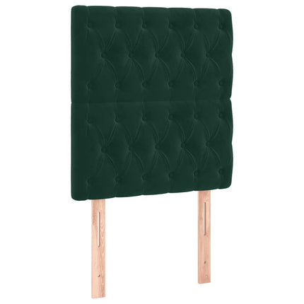 kontinentalseng med LED-lys 100x200 cm fløjl mørkegrøn