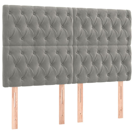 kontinentalseng med LED-lys 140x190 cm velour lysegrå