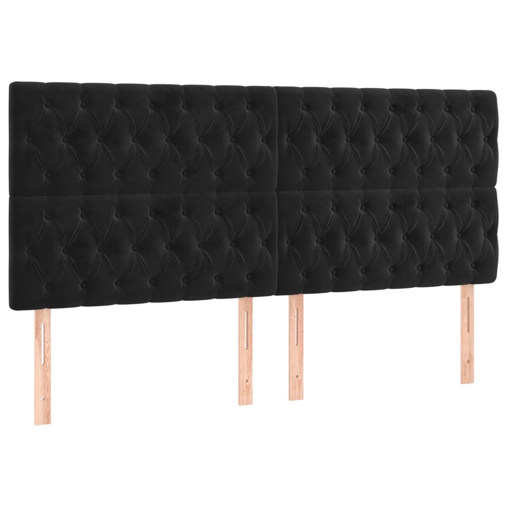 kontinentalseng med LED-lys 200x200 cm fløjl sort