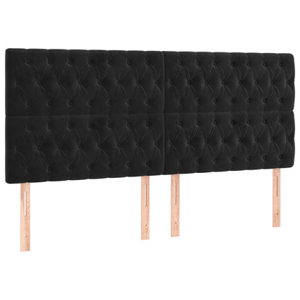 kontinentalseng med LED-lys 200x200 cm fløjl sort