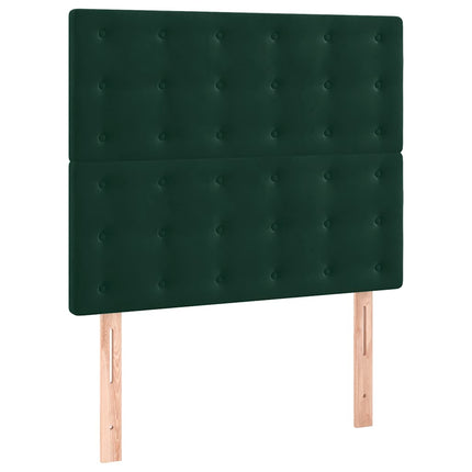 kontinentalseng med LED-lys 90x200 cm fløjl mørkegrøn