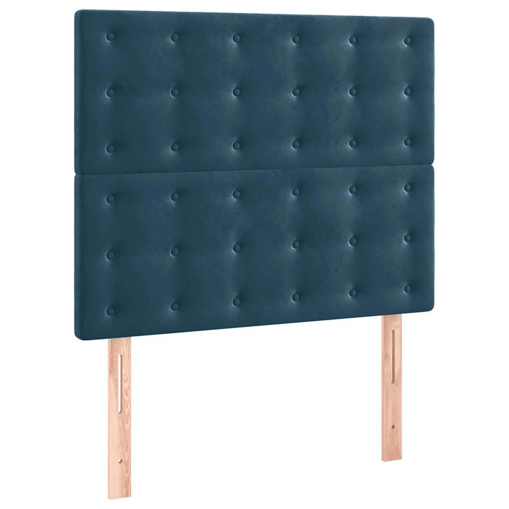 kontinentalseng med LED-lys 100x200 cm fløjl mørkeblå