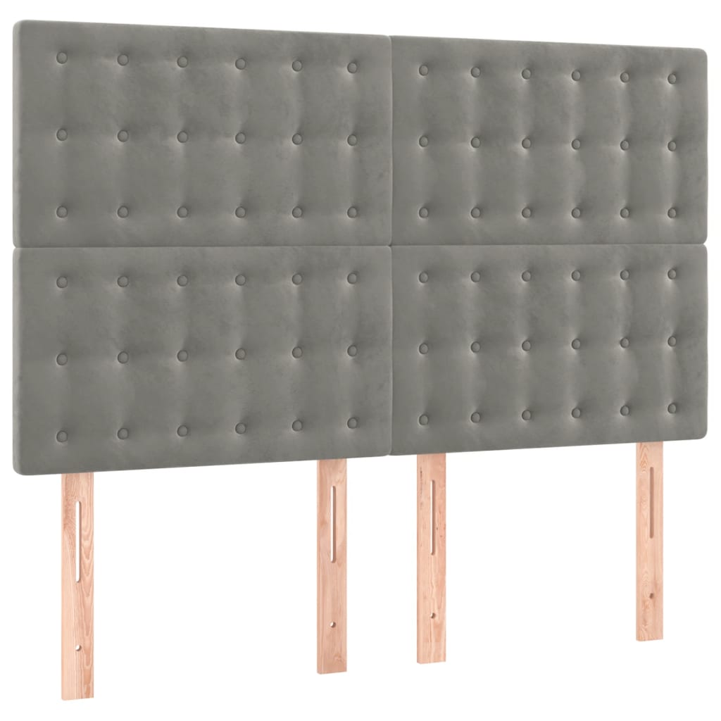 kontinentalseng med LED-lys 140x190 cm velour lysegrå