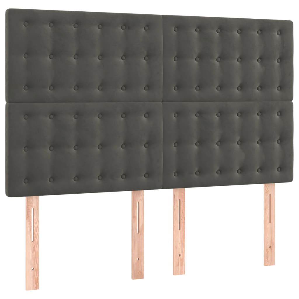 kontinentalseng med LED-lys 140x190 cm fløjl mørkegrå