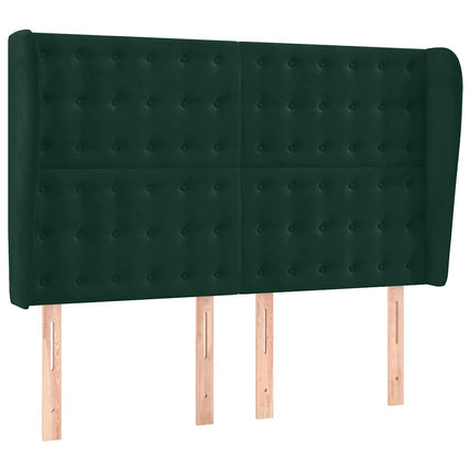 kontinentalseng med LED-lys 140x200 cm fløjl mørkegrøn