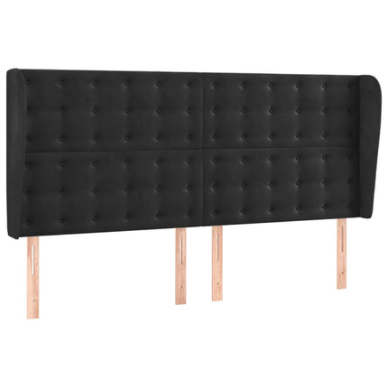 kontinentalseng med LED-lys 160x200 cm fløjl sort