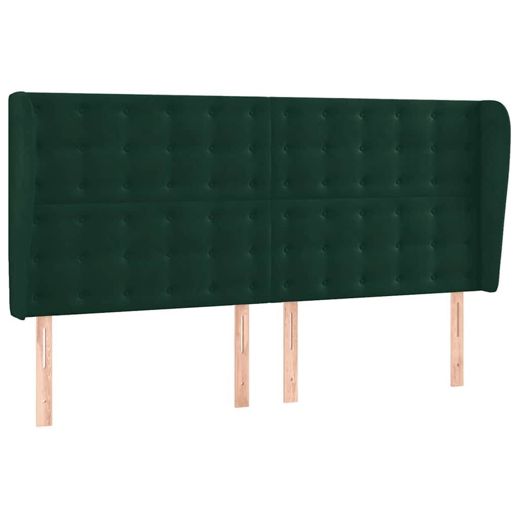 kontinentalseng med LED-lys 180x200 cm fløjl mørkegrøn