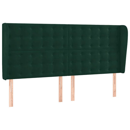 kontinentalseng med LED-lys 180x200 cm fløjl mørkegrøn