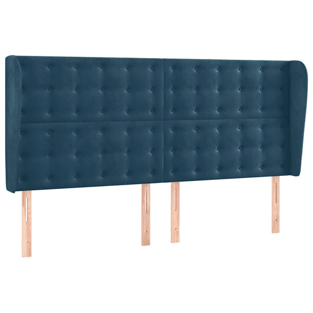 kontinentalseng med LED-lys 200x200 cm fløjl mørkeblå