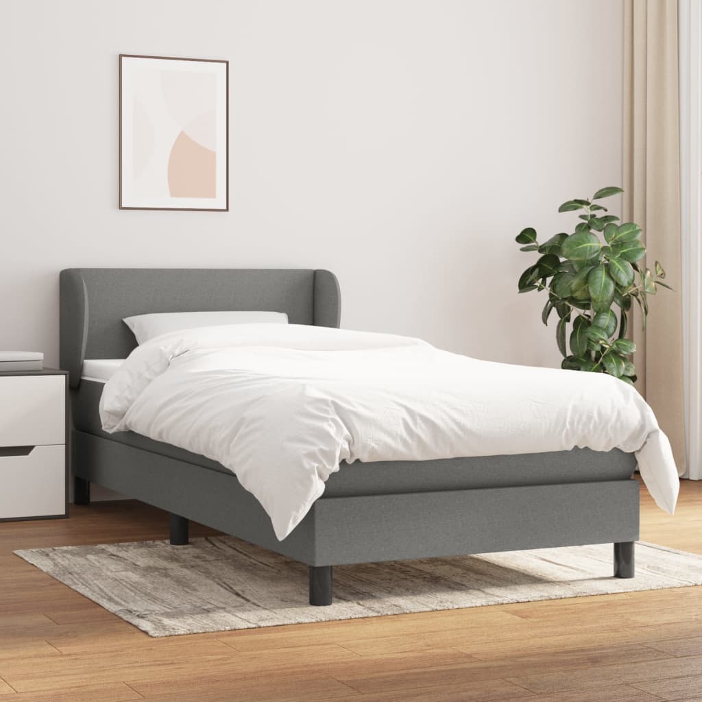 kontinentalseng med madras 100x200 cm stof mørkegrå