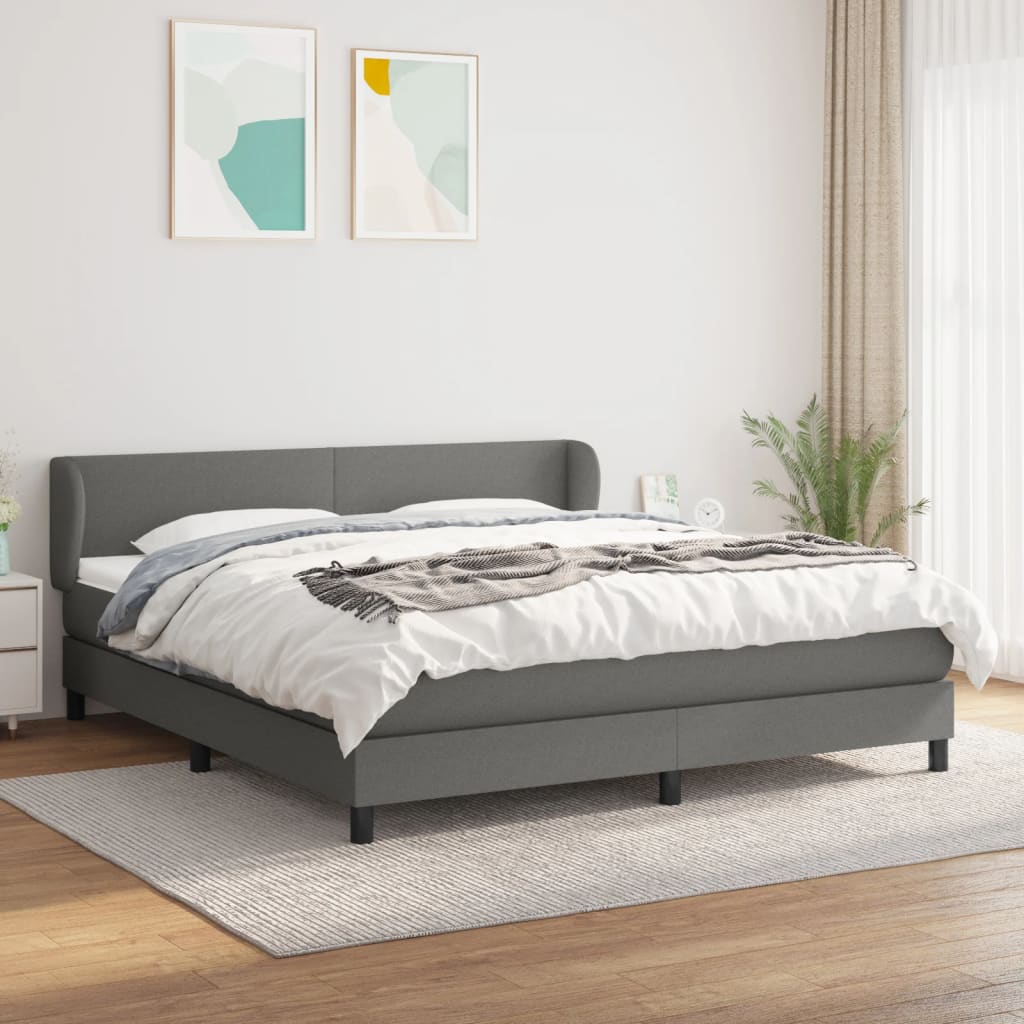 kontinentalseng med madras 180x200 cm stof mørkegrå