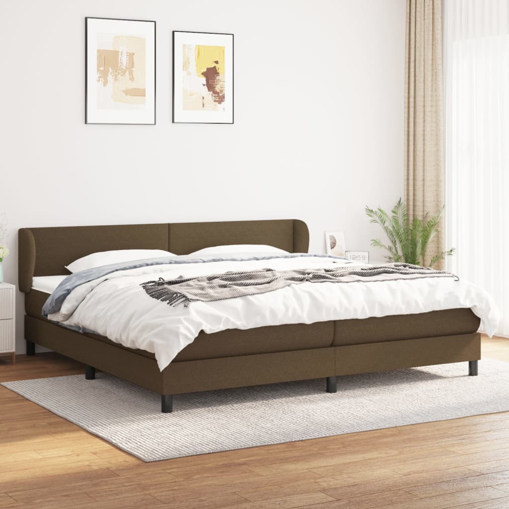 kontinentalseng med madras 200x200 cm stof mørkebrun