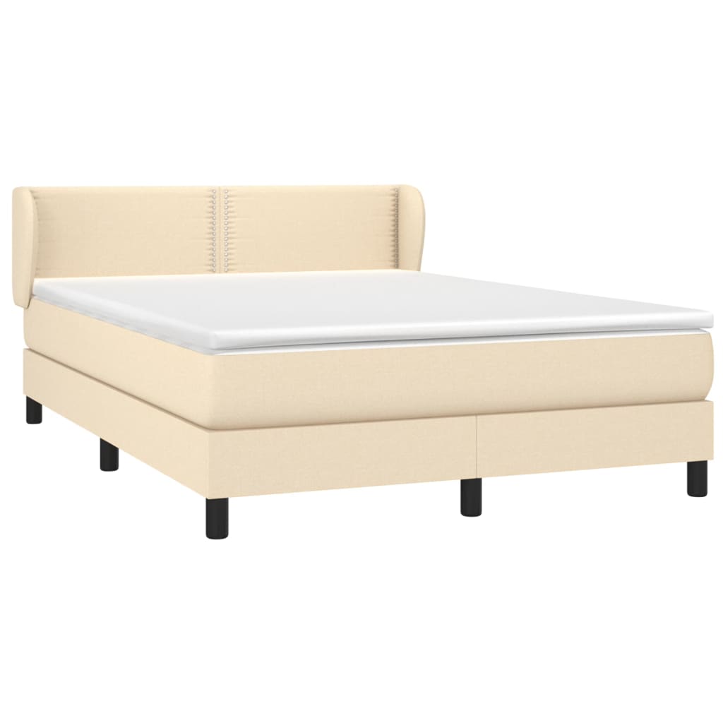 kontinentalseng med madras 140x190 cm stof cremefarvet