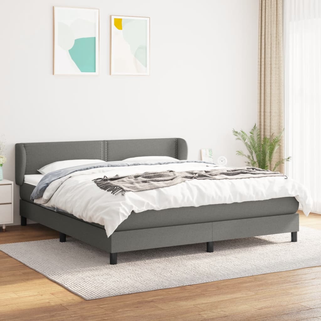 kontinentalseng med madras 180x200 cm stof mørkegrå
