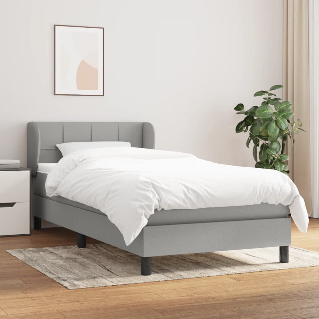 kontinentalseng med madras 90x200 cm stof lysegrå