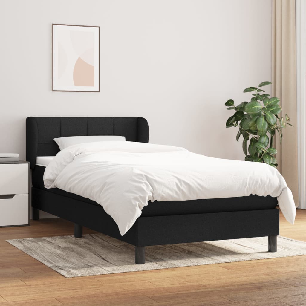 kontinentalseng med madras 90x200 cm stof sort