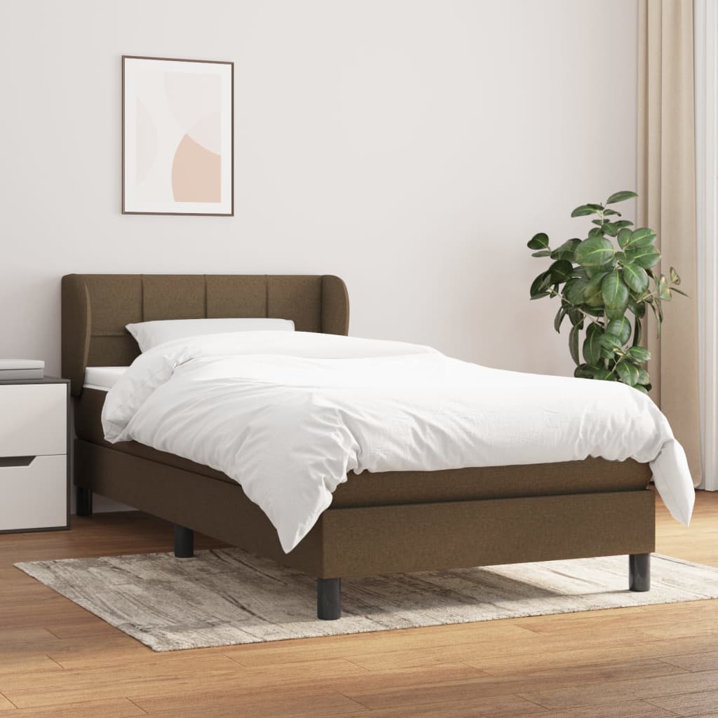 kontinentalseng med madras 90x200 cm stof mørkebrun