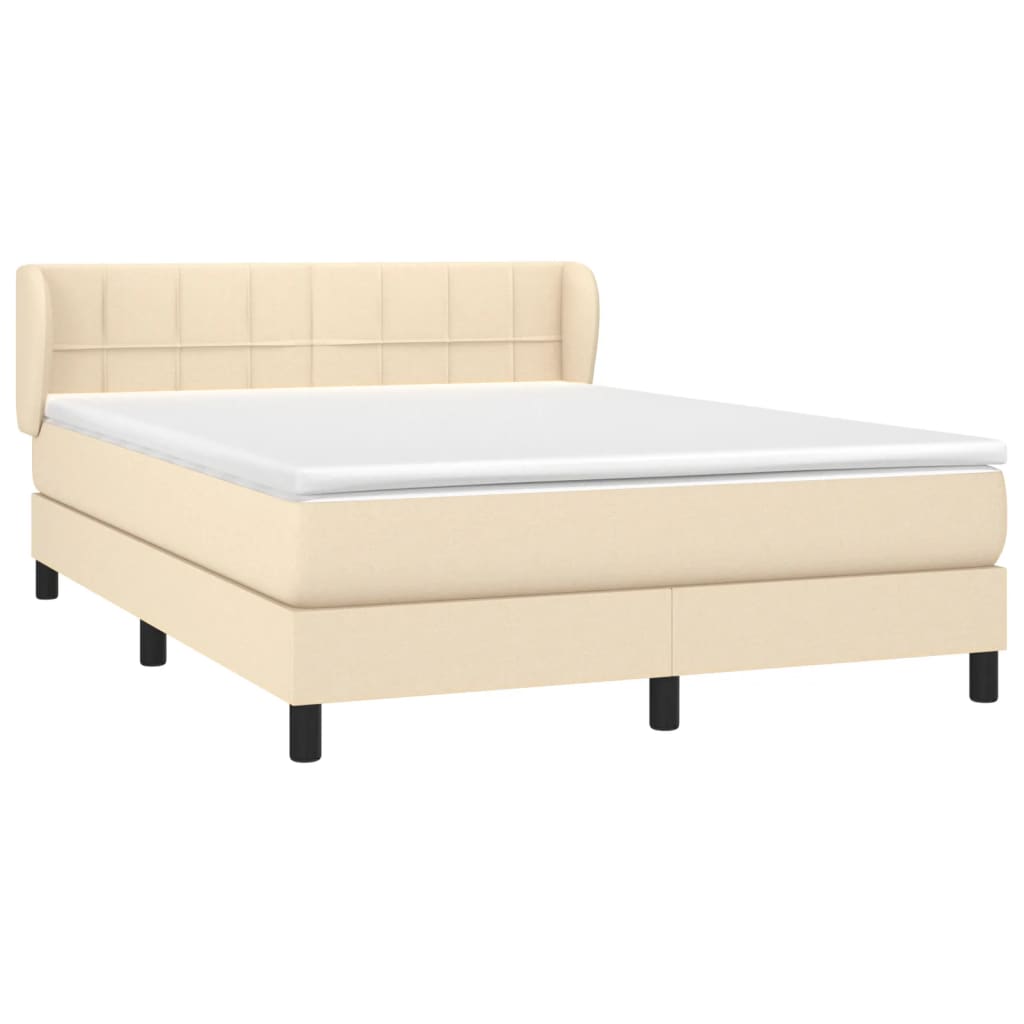 kontinentalseng med madras 140x190 cm stof cremefarvet