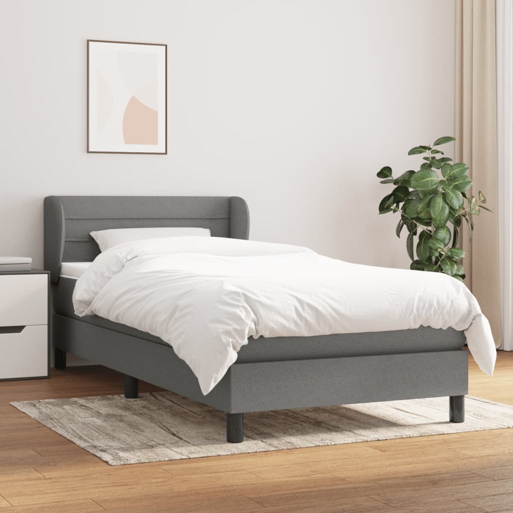 kontinentalseng med madras 90x200 cm stof mørkegrå