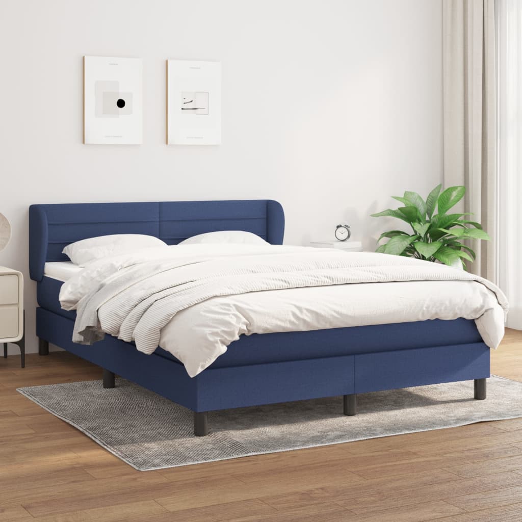 kontinentalseng med madras 140x190 cm stof blå