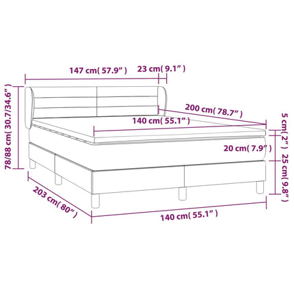 kontinentalseng med madras 140x200 cm stof cremefarvet