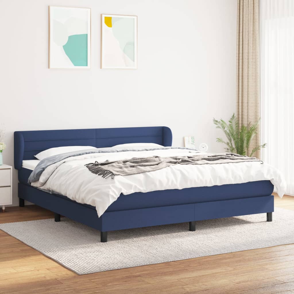 kontinentalseng med madras 180x200 cm stof blå
